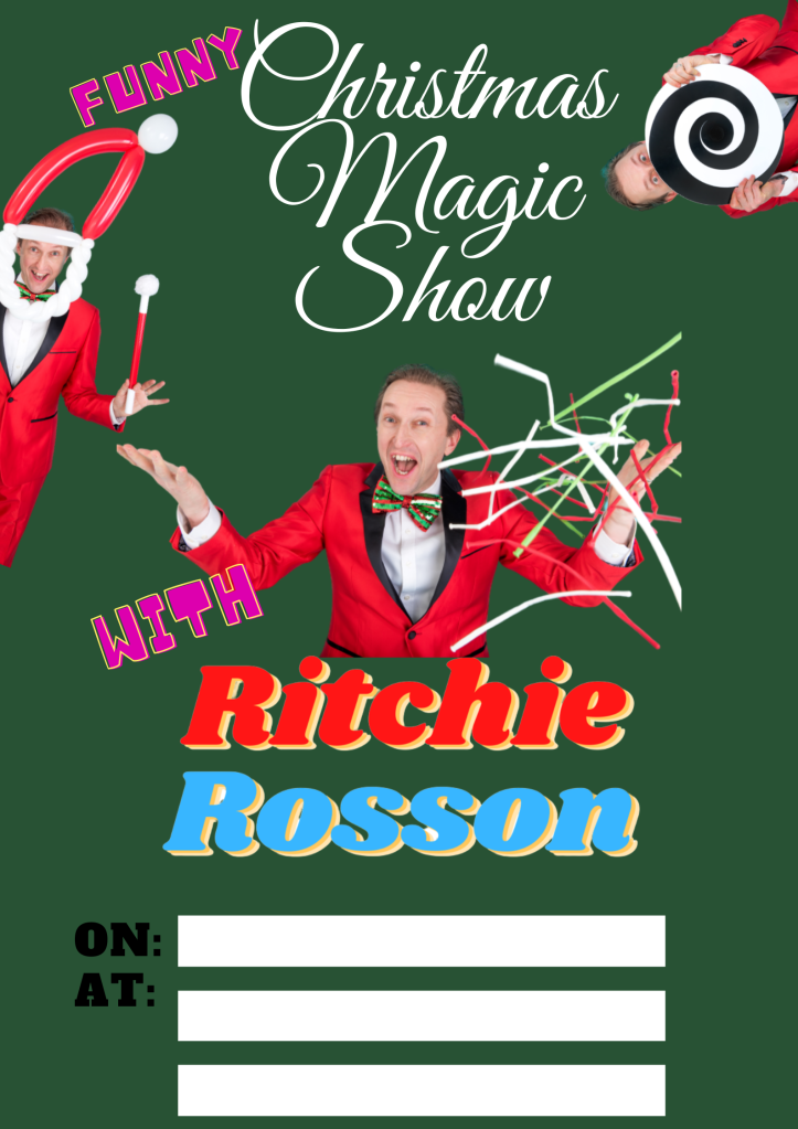 Posters for magician Ritchie Rosson's magic shows. Print to advertise your event